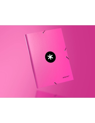 CARPETA GOMAS ANTARTIK FL CARTON FORRADO 3 SOLAPAS ROSA