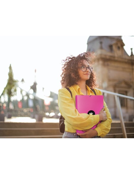 CARPETA GOMAS ANTARTIK FL CARTON FORRADO 3 SOLAPAS ROSA