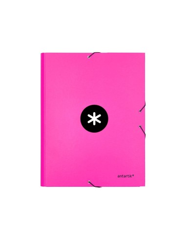 CARPETA GOMAS ANTARTIK FL CARTON FORRADO 3 SOLAPAS ROSA
