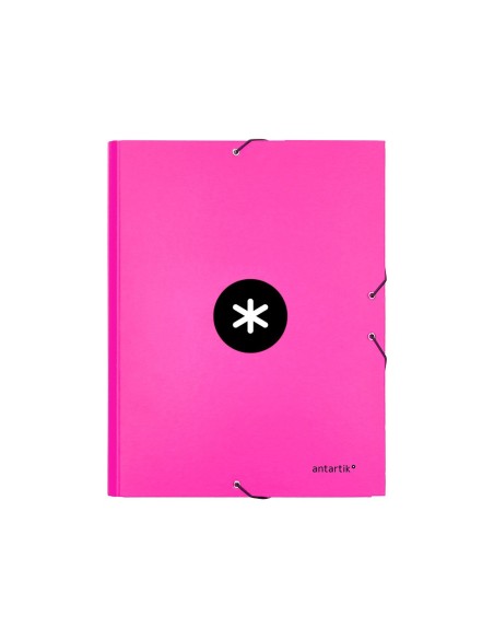 CARPETA GOMAS ANTARTIK FL CARTON FORRADO 3 SOLAPAS ROSA