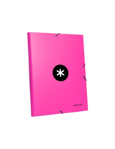 CARPETA GOMAS ANTARTIK FL CARTON FORRADO 3 SOLAPAS ROSA