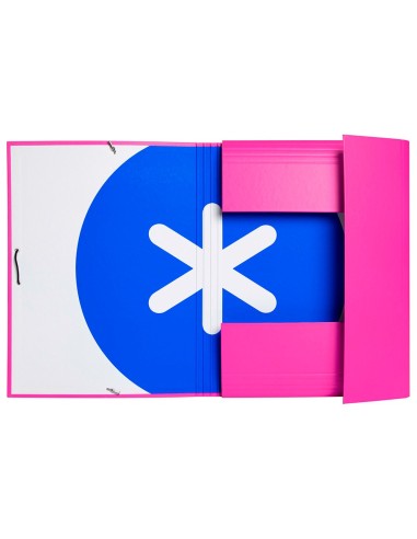 CARPETA GOMAS ANTARTIK FL CARTON FORRADO 3 SOLAPAS ROSA