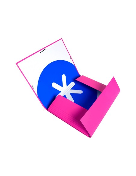 CARPETA GOMAS ANTARTIK FL CARTON FORRADO 3 SOLAPAS ROSA