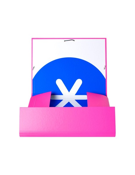 CARPETA GOMAS ANTARTIK FL CARTON FORRADO 3 SOLAPAS ROSA