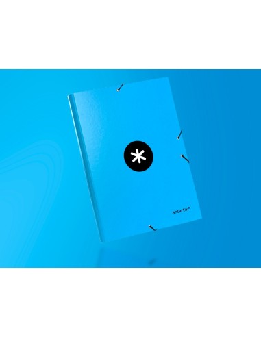 CARPETA GOMAS ANTARTIK FL CARTON FORRADO 3 SOLAPAS AZ.