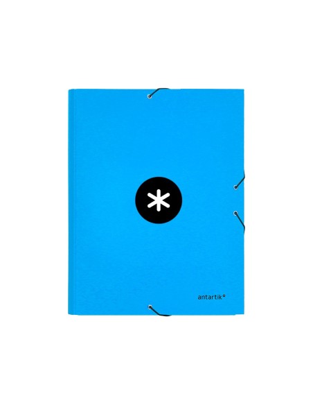 CARPETA GOMAS ANTARTIK FL CARTON FORRADO 3 SOLAPAS AZ.