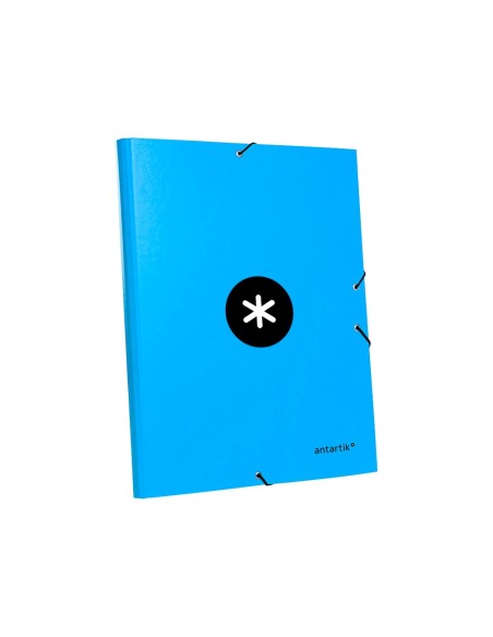 CARPETA GOMAS ANTARTIK FL CARTON FORRADO 3 SOLAPAS AZ.