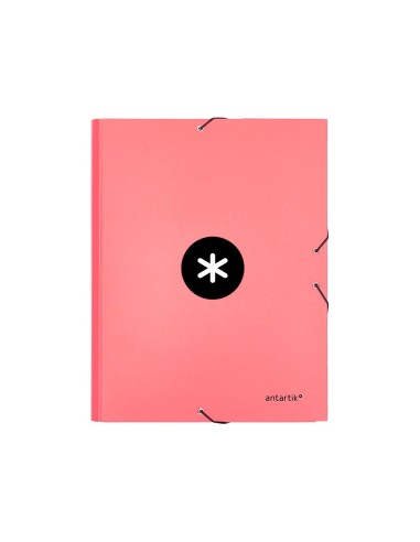 CARPETA GOMAS ANTARTIK A4 CARTON FORRADO 3 SOLAPAS CORAL