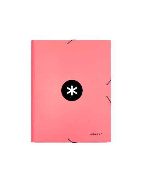 CARPETA GOMAS ANTARTIK A4 CARTON FORRADO 3 SOLAPAS CORAL