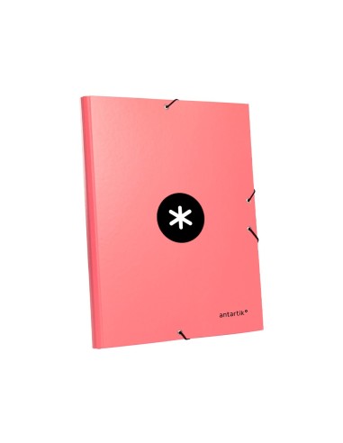 CARPETA GOMAS ANTARTIK A4 CARTON FORRADO 3 SOLAPAS CORAL