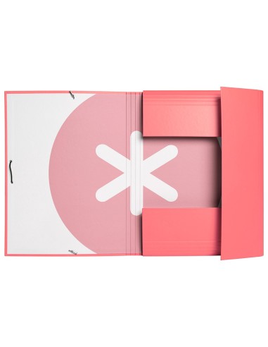 CARPETA GOMAS ANTARTIK A4 CARTON FORRADO 3 SOLAPAS CORAL