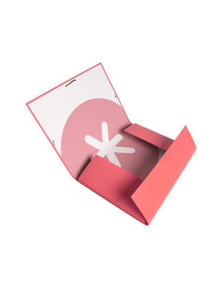 CARPETA GOMAS ANTARTIK A4 CARTON FORRADO 3 SOLAPAS CORAL