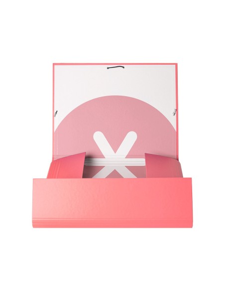 CARPETA GOMAS ANTARTIK A4 CARTON FORRADO 3 SOLAPAS CORAL