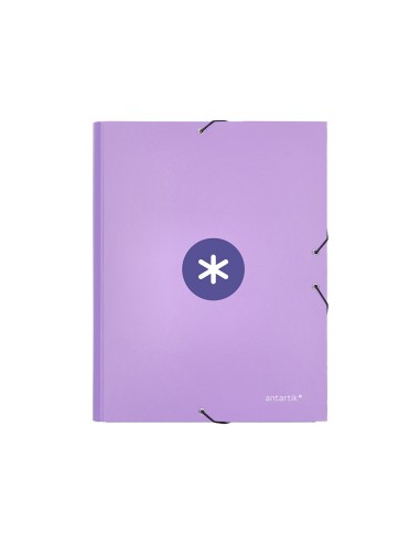CARPETA GOMAS ANTARTIK A4 CARTON FORRADO 3 SOLAPAS LAVANDA
