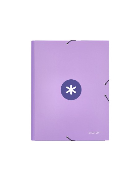 CARPETA GOMAS ANTARTIK A4 CARTON FORRADO 3 SOLAPAS LAVANDA