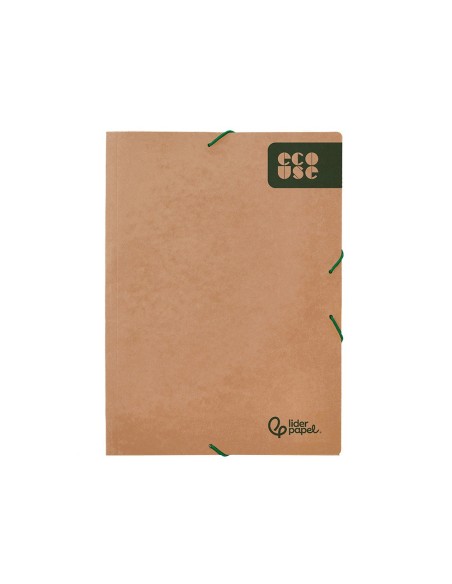 CARPETA  GOMAS A4+ 3 SOLAPAS ECOUSE CARTULINA 400 G/M2 KRAFT MARRON