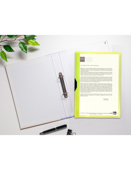 CARPETA DOSSIER PINZA LAT.PP. A4 AM. FLUOR OPACO 30H. DESLIZANTE