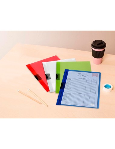 CARPETA DOSSIER PINZA LATERAL PP.A4 RJ.TRANSLUCIDO 60 H.PINZA DESLIZ.