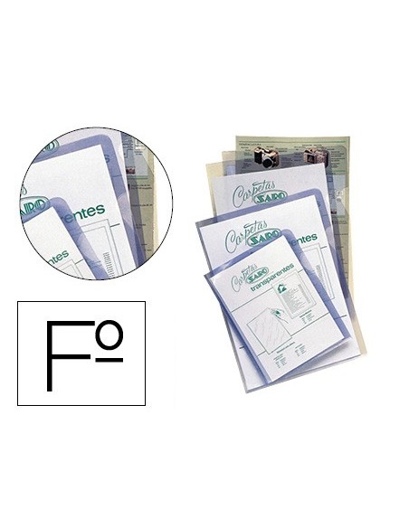 CARPETA DOSSIER UÑERO SARO PVC FOLIO 280 MC TRANSPARENTE
