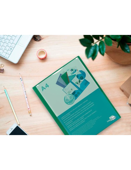 CARPETA BEAUT.DOSSIER DOS BOLSAS CANGUROS 45683 PP DIN A4 VERDE