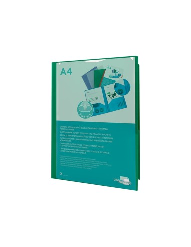 CARPETA BEAUT.DOSSIER DOS BOLSAS CANGUROS 45683 PP DIN A4 VERDE