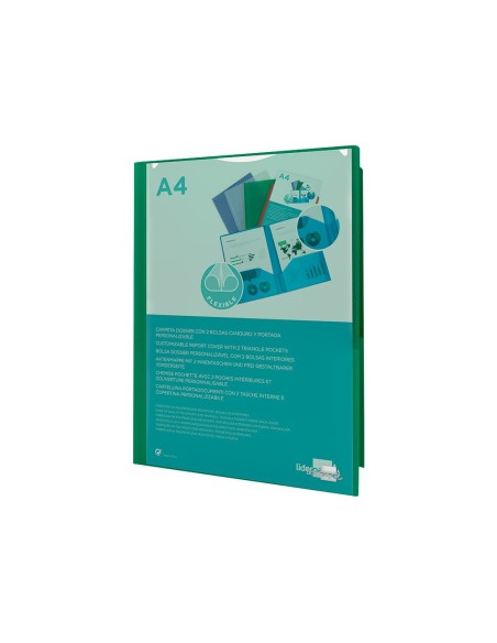CARPETA BEAUT.DOSSIER DOS BOLSAS CANGUROS 45683 PP DIN A4 VERDE