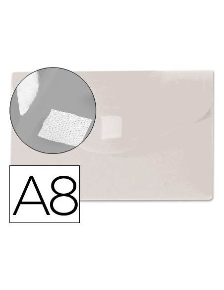 CARPETA BEAUT.DOSSIER BROCHE PP DIN A8 INCOLORA C/CIERRE VELCRO