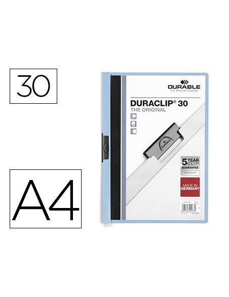 CARPETA DURACLIP DOSSIER PINZA LATERAL AZUL CAP.30 H.