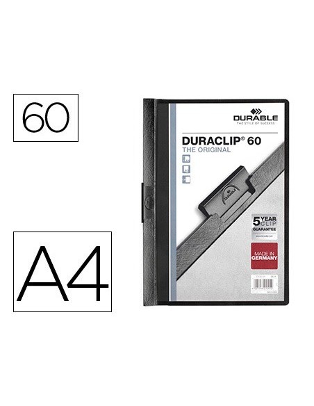 CARPETA DURACLIP DOSSIER PINZA LATERAL NEGRO CAP.60 H.