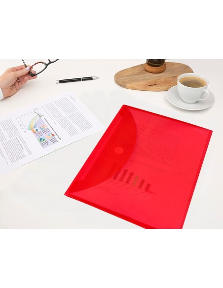 CARPETA DOSSIER BROCHE PP DIN A4 ROJA CIERRE VELCRO