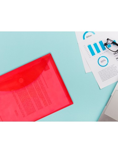 CARPETA DOSSIER BROCHE PP DIN A4 ROJA CIERRE VELCRO