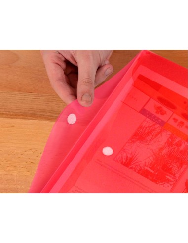 CARPETA DOSSIER BROCHE PP DIN A4 ROJA CIERRE VELCRO