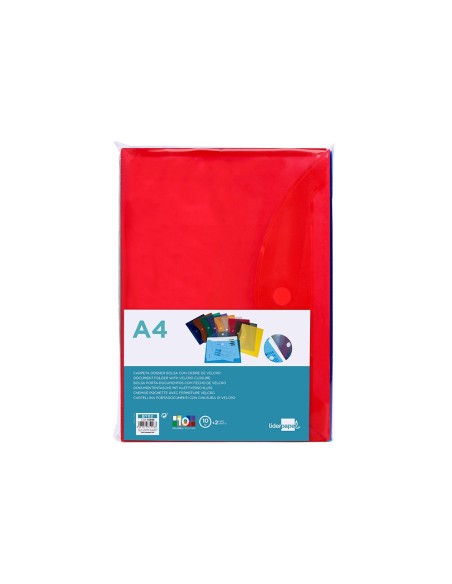 CARPETA DOSSIER BROCHE PP DIN A4 PACK 10+2 GRATIS 1 POR COLOR CIERRE