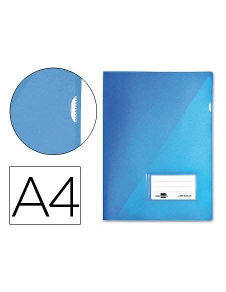CARPETA DOSSIER PP DIN A4 BOLSA Y TARJETERO AZUL
