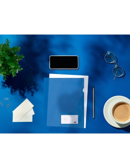 CARPETA DOSSIER PP DIN A4 BOLSA Y TARJETERO AZUL