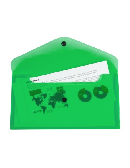 CARPETA BEAUT.DOSSIER BROCHE PP TAMAÑO SOBRE AMERICANO 26X14 CM VERDE