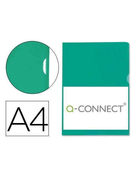 CARPETA DOSSIER UÑERO PLASTICOQ-CONNECT DIN A4 120  VERDE 100U**32700