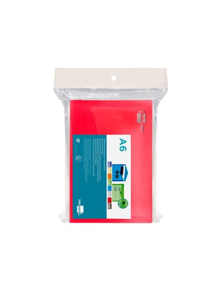CARPETA LIDERPAPEL DOSSIER BROCHE PP DIN A6 ROJO TRANSPARENTE