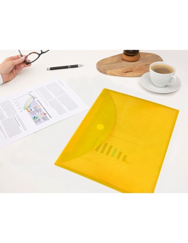 CARPETA DOSSIER BROCHE PP DIN A4 AMARILLO CIERRE VELCRO