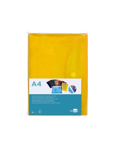 CARPETA DOSSIER BROCHE PP DIN A4 AMARILLO CIERRE VELCRO