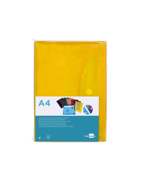 CARPETA DOSSIER BROCHE PP DIN A4 AMARILLO CIERRE VELCRO