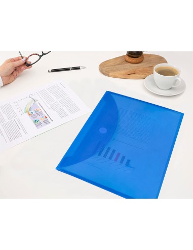CARPETA DOSSIER BROCHE PP DIN A4 AZUL CIERRE VELCRO