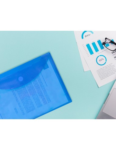 CARPETA DOSSIER BROCHE PP DIN A4 AZUL CIERRE VELCRO
