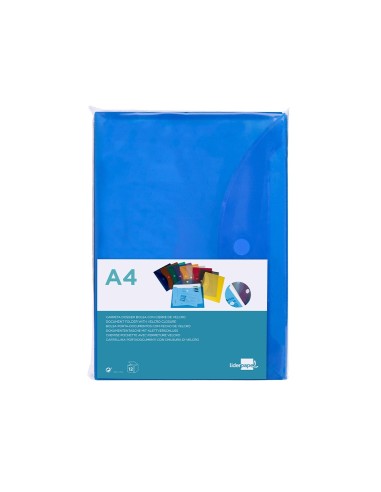 CARPETA DOSSIER BROCHE PP DIN A4 AZUL CIERRE VELCRO