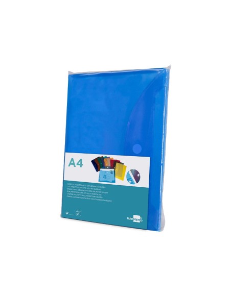 CARPETA DOSSIER BROCHE PP DIN A4 AZUL CIERRE VELCRO
