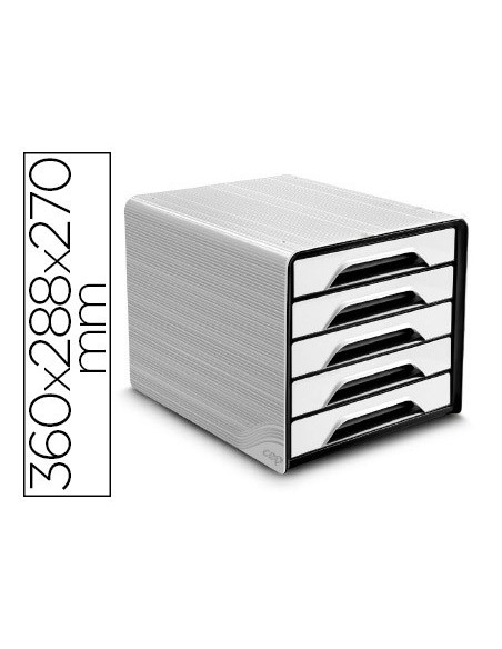 FICHERO CAJONES SOBREMESA CEP 5 CAJONES BLANCO/NEGRO 360X288X270 MM