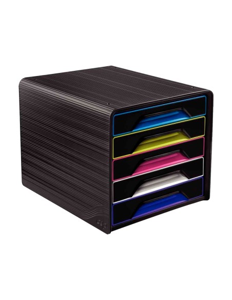 FICHERO CAJONES SOBREMESA CEP 5 CAJONES NG./MULTICOLOR 360X288X270 MM