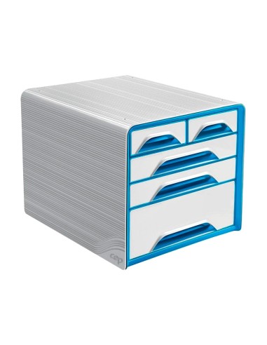 FICHERO CAJONES SOBREMESA CEP 5 CAJONES MIXTOS BL/AZ 360X288X270MM