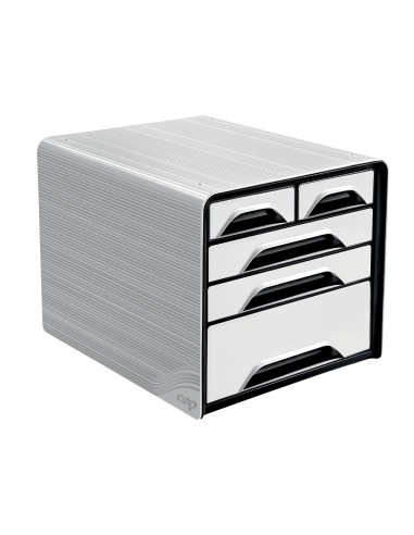 FICHERO CAJONES SOBREMESA CEP 5 CAJONES MIXTOS BL/NG 360X288X270MM