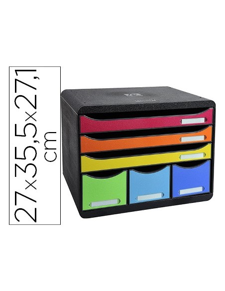 FICHERO CAJ.SOBREMESA EXACOMPTA 6 CAJ.MULTICOLORES 270X355X271 MM